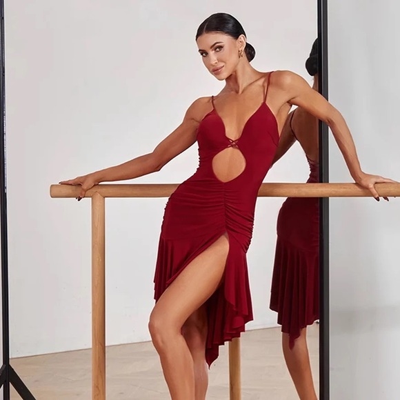 Dance Salsa Burgundy Dress - Picture 6 of 6